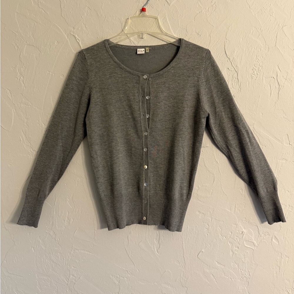 VILA Charcoal Button-Up Cardigan